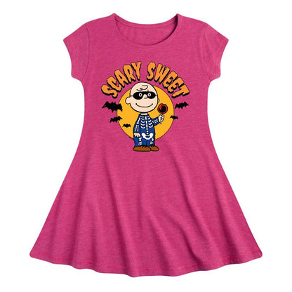 Girls' - Peanuts - Scary Sweet Fit & Flair Cap Sleeve Dress