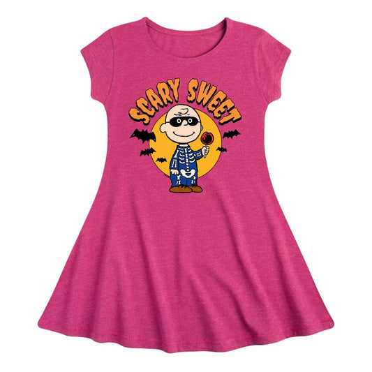 Girls' - Peanuts - Scary Sweet Fit & Flair Cap Sleeve Dress