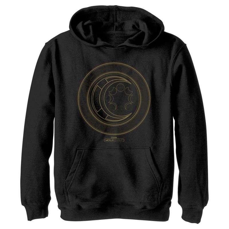 Boy's Marvel: Moon Knight Hieroglyphic Moon Phase Logo Pull Over Hoodie