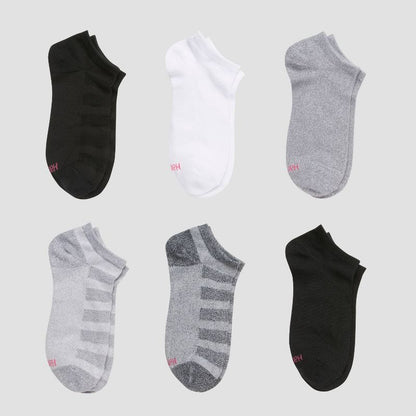 Hanes Premium Girls' 6pk No Show Solid Socks - Colors May Vary