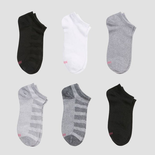 Hanes Premium Girls' 6pk No Show Solid Socks - Colors May Vary