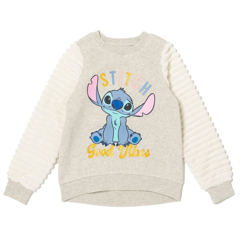 Disney Girls Fleece Sweatshirt with Faux Fur Sleeves Little Kid to Big Kid