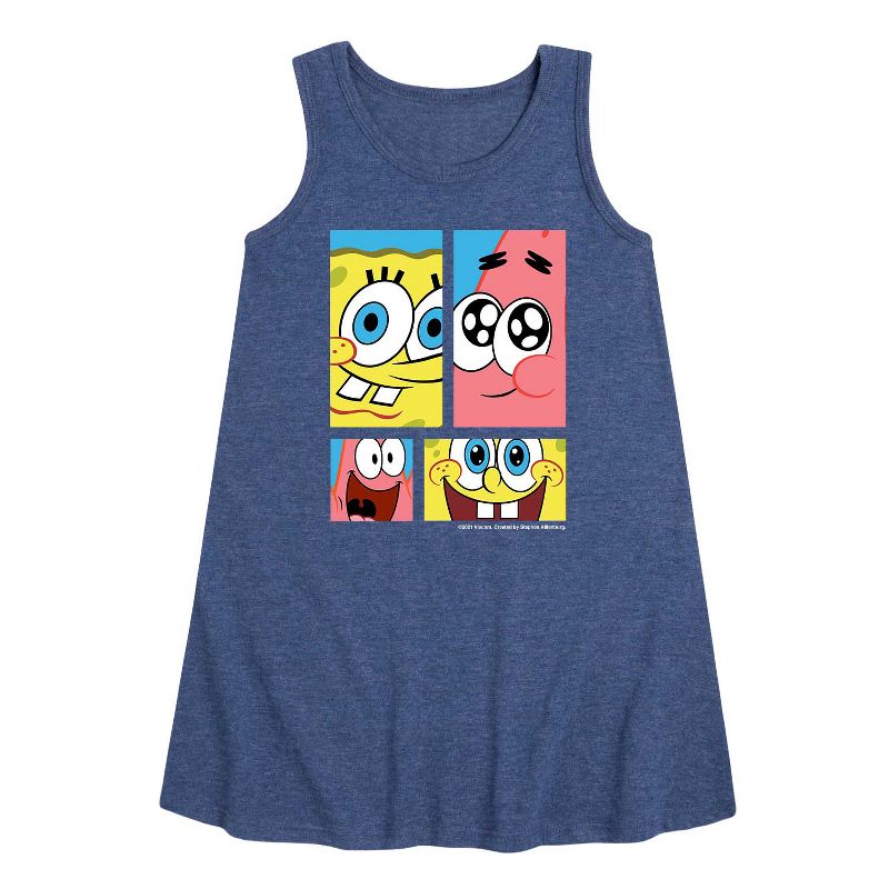 Girls' - SpongeBob SquarePants - Character Grid Graphic Sleeveless Aline Dress