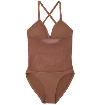 لباس ضيق من قماش شبكي بفتحة رقبة منخفضة من كابيزيو - للبنات