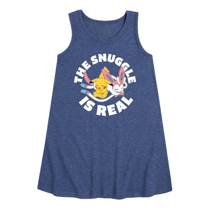 فستان بناتي - بوكيمون - ذا سناجل إز ريل برسومات بيكاتشو وسيلفيون بدون أكمام