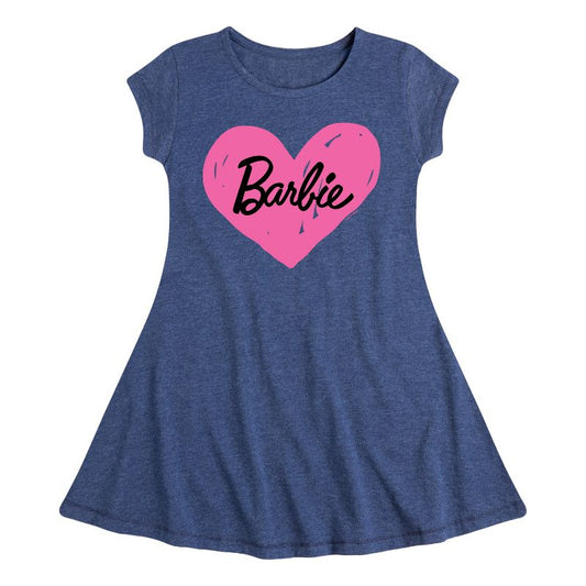Girls' - Barbie - Hand Painted Heart Fit & Flair Cap Sleeve Dress