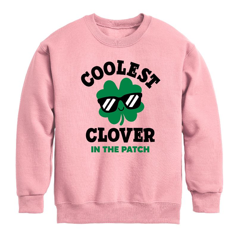 Boys' - Instant Message - St. Patrick's Day Coolest Clover in the Patch Graphic Long Sleeve Fleece Sweatshirt