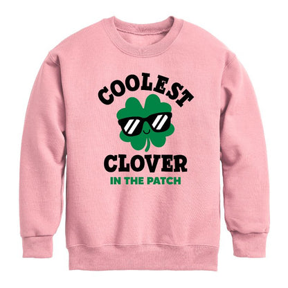 Boys' - Instant Message - St. Patrick's Day Coolest Clover in the Patch Graphic Long Sleeve Fleece Sweatshirt