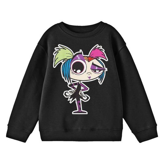 Growing Up Creepie Big Image Creepie Long Sleeve Crew Neck Youth Black Sweatshirt