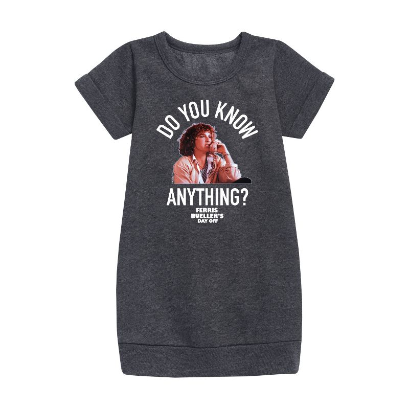 Girls' - Ferris Bueller's Day Off - Do You Know Anything Graphic Short Sleeve Fleece Dress