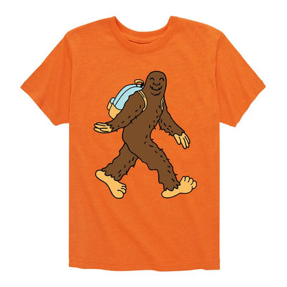 تي شيرت ساسكواتش برسومات جرافيكية بأكمام قصيرة وحقيبة ظهر للأولاد - رسالة فورية