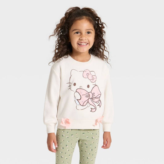 Toddler Girls' Hello Kitty Bow Fleece Sweatshirt - Cream