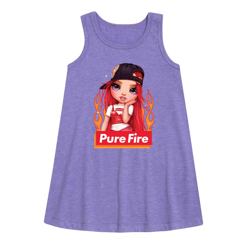 فستان بناتي - قوس قزح عالي الجودة - بيور فاير جرافيكي بدون أكمام