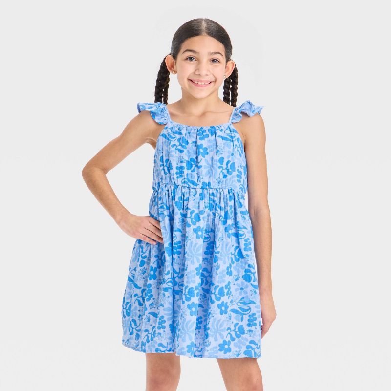 Girls' Bluey Gauze Dress - Blue