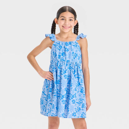 Girls' Bluey Gauze Dress - Blue