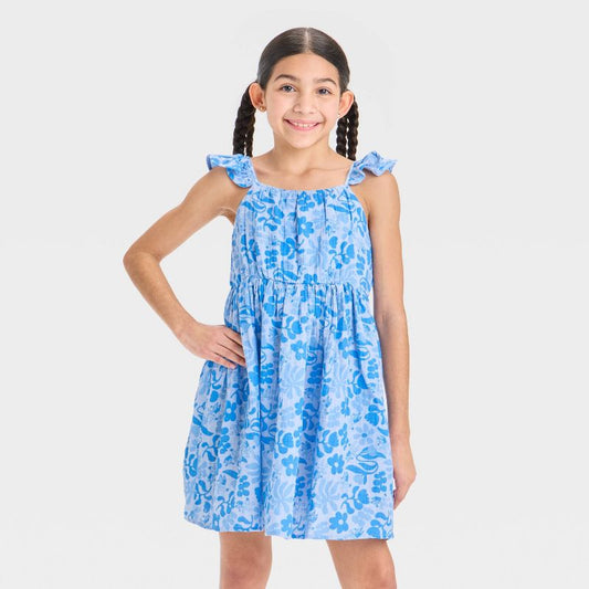 Girls' Bluey Gauze Dress - Blue