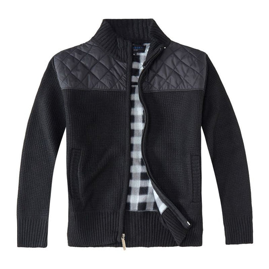 Gioberti Boy's Knitted Full Zip Cardigan Sweater With Soft Brushed Flannel Lining