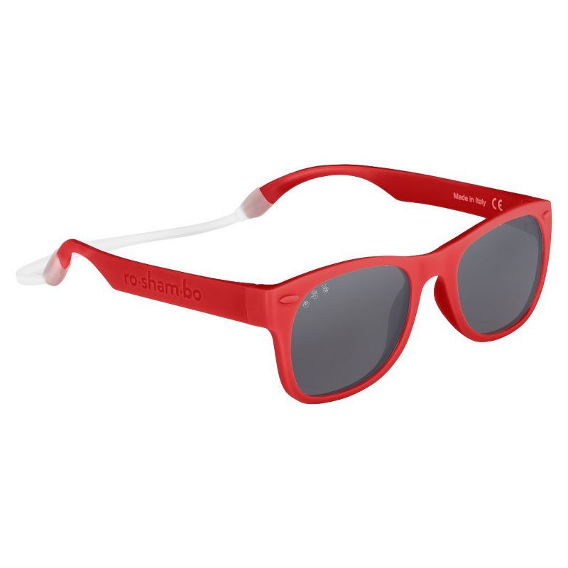 Roshambo Bend-in-Half Flexible Kids Sunglasses | Made in Italy | Polarized UV400 Lens | Carrying Sleeve, Silicone Strap & Ear Locks Included!