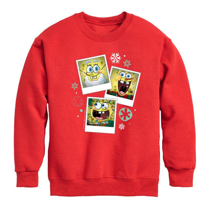 Boys' - SpongeBob SquarePants - Christmas Photo Collage Graphic Long Sleeve Fleece Sweatshirt