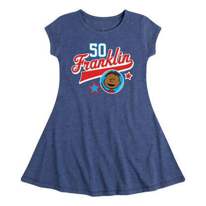 Girls' - Peanuts - Franklin Athletic 50 Fit & Flair Cap Sleeve Dress