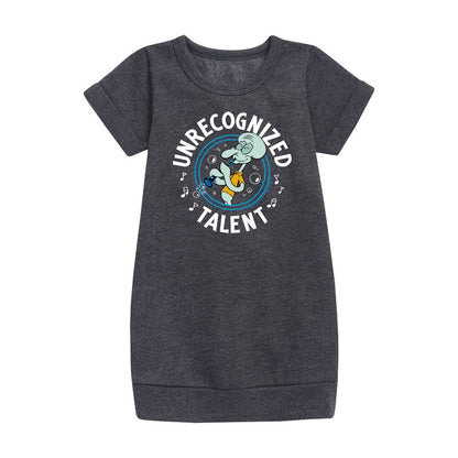 فستان صوف بأكمام قصيرة مطبوع عليه رسومات سبونج بوب سكوير بانتس للبنات