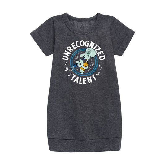 فستان صوف بأكمام قصيرة مطبوع عليه رسومات سبونج بوب سكوير بانتس للبنات