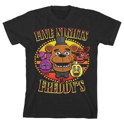 Five Nights at Freddy's Freddy Fazbear and Friends Boy's Black T-shirt