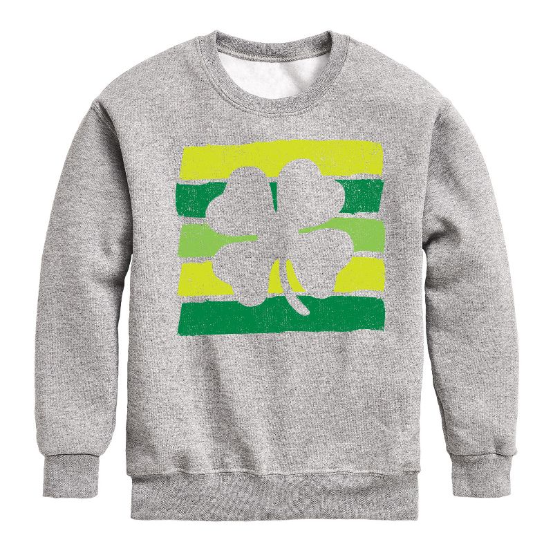 Boys' - Instant Message - St. Patrick's Day Outlined Shamrock Graphic Long Sleeve Fleece Sweatshirt