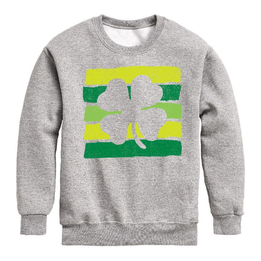 Boys' - Instant Message - St. Patrick's Day Outlined Shamrock Graphic Long Sleeve Fleece Sweatshirt