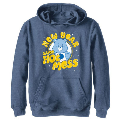 Boy's Care Bears Grumpy Bear New Year Same Hot Mess Pull Over Hoodie
