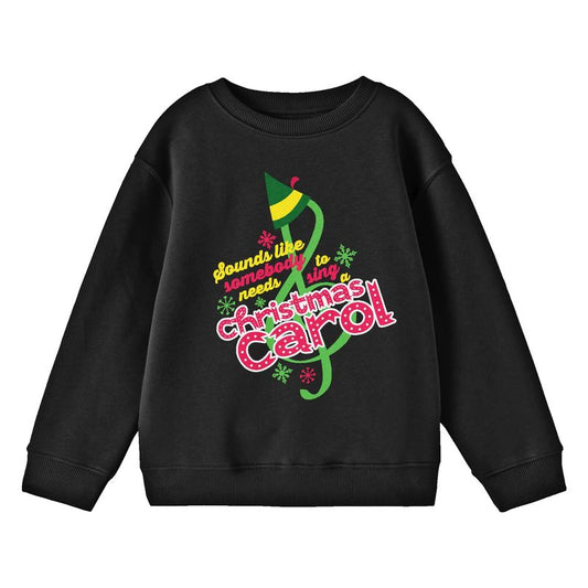 سويت شيرت أسود برقبة دائرية للشباب من Elf Sounds Like Somebody Needs to Sing a Christmas Carol