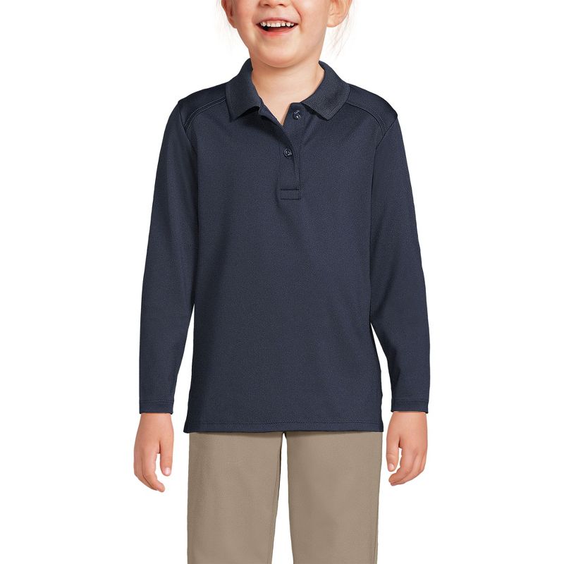 Lands' End School Uniform Kids Long Sleeve Feminine Fit Rapid Dry Polo Shirt