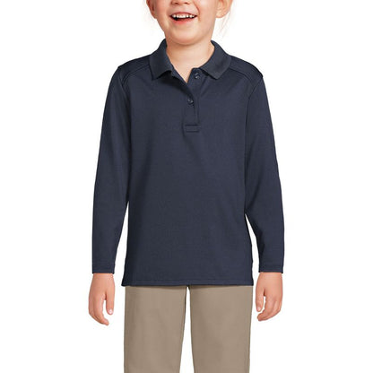 Lands' End School Uniform Kids Long Sleeve Feminine Fit Rapid Dry Polo Shirt