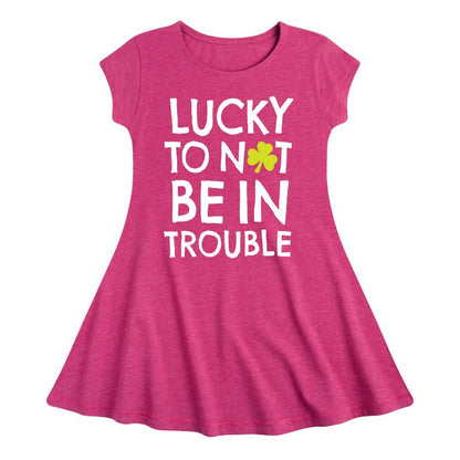 Girls' - Instant Message - St. Patrick's Day Lucky to Not Be In Trouble Fit & Flair Cap Sleeve Dress