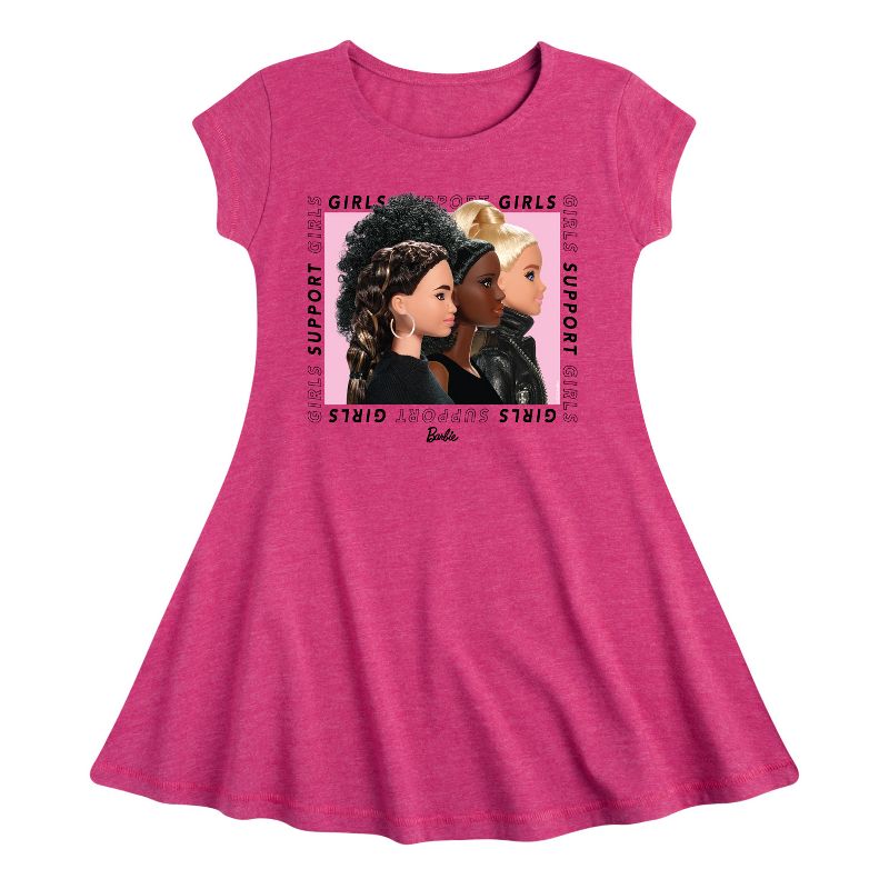 Girls' - Barbie - Girls Support Girls Fit & Flair Cap Sleeve Dress