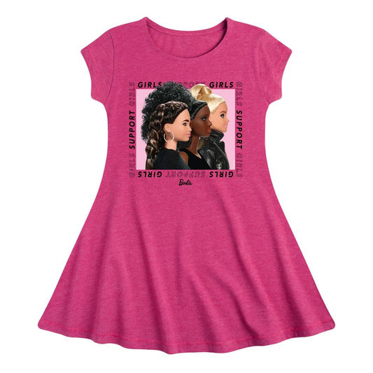 Girls' - Barbie - Girls Support Girls Fit & Flair Cap Sleeve Dress