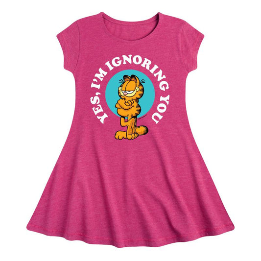 Girls' - Garfield - Ignoring You Fit & Flair Cap Sleeve Dress