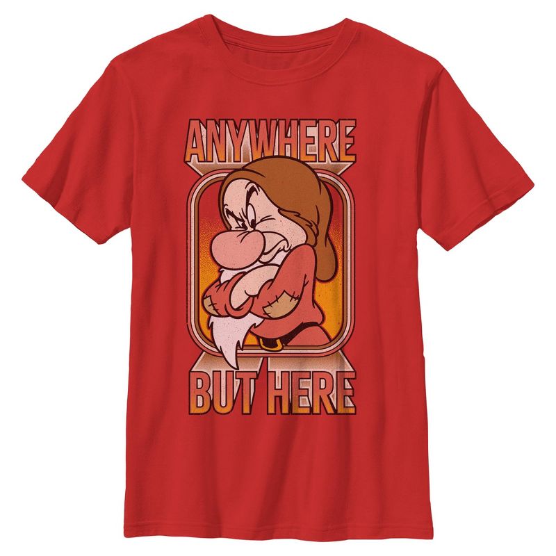 Boys Snow White and the Seven Dwarfs Grumpy Anywhere But Here T Shirt