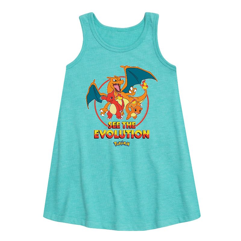 Girls' - Pokémon - Charmander See The Evolution Graphic Sleeveless Aline Dress