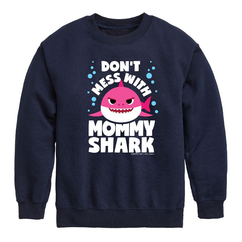 Boys' - Baby Shark - Don't Mess With Mama Shark Graphic Long Sleeve Fleece Sweatshirt