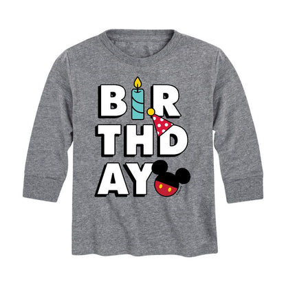 Boys' - Disney - Mickey Birthday Icons Long Sleeve Graphic T-Shirt
