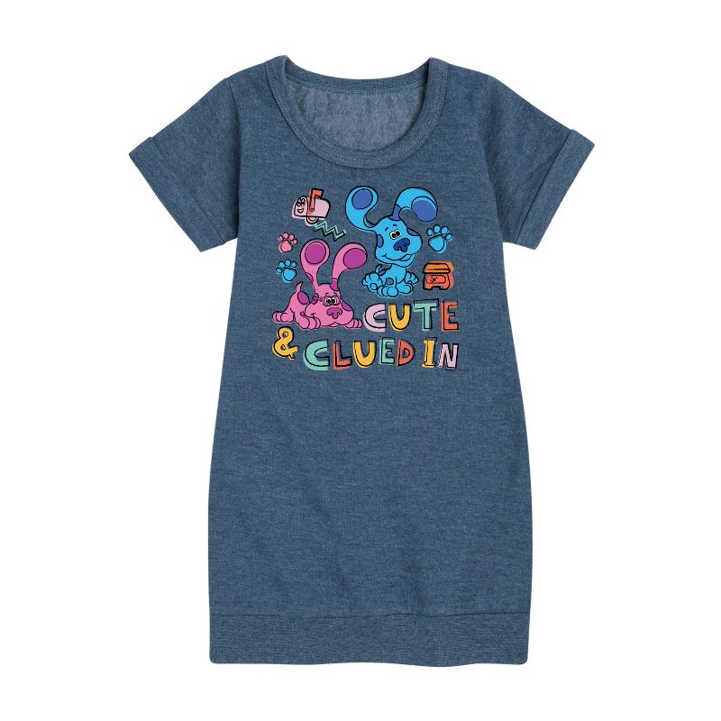 Girls' - Blue's Clues & You! - Cute & Clued In Graphic Short Sleeve Fleece Dress