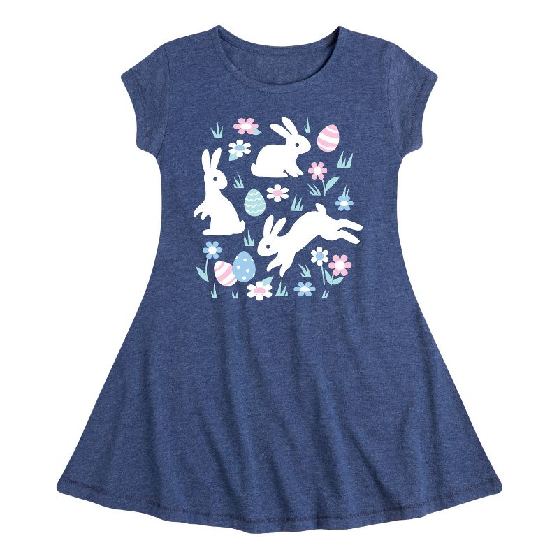 Girls' - Instant Message - Easter Scene Fit & Flair Cap Sleeve Dress