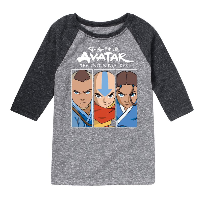 Boys' - Avatar: The Last Airbender - Sokka Aang Katara Raglan Graphic T-Shirt