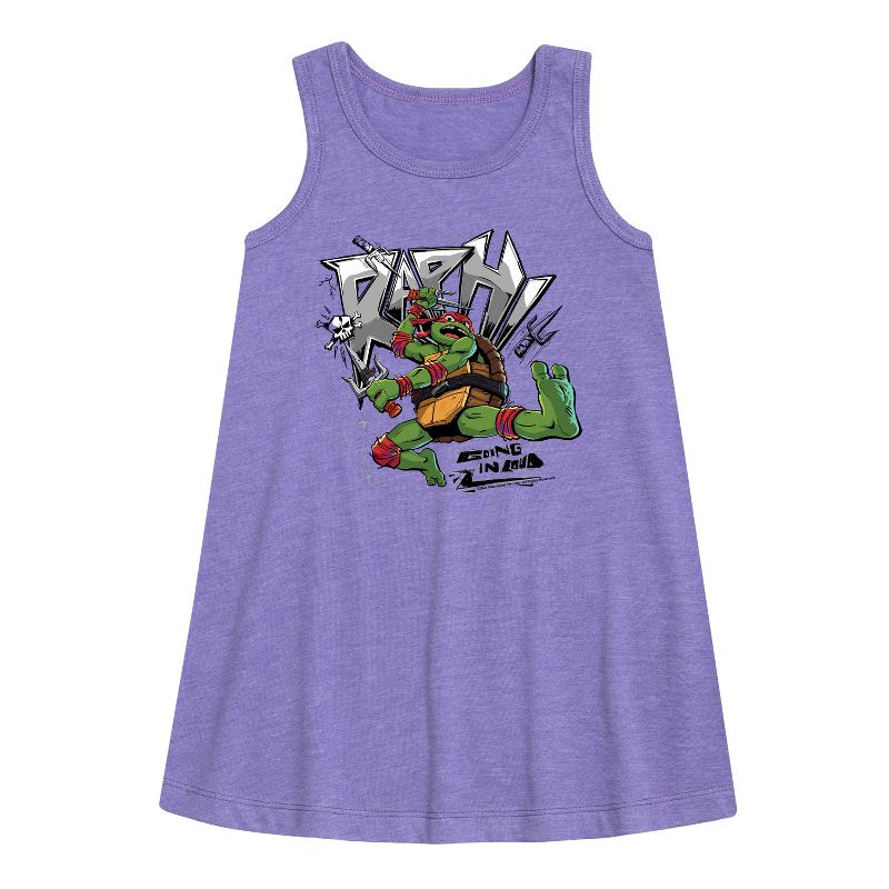 Girls' - Teenage Mutant Ninja Turtles - Raphael Going In Loud Graphic Sleeveless Aline Dress