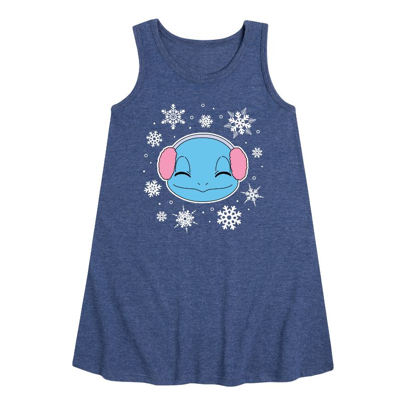 Girls' - Pokémon - Squirtle And Snowflakes Graphic Sleeveless Aline Dress