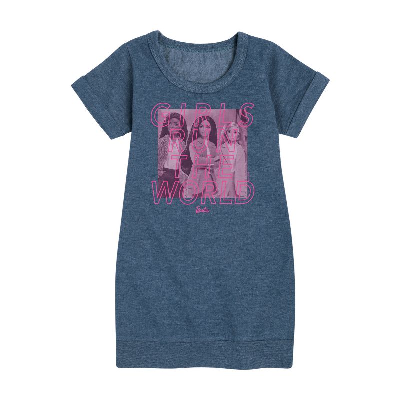 Girls' - Barbie - Girls Run The World Graphic Short Sleeve Fleece Dress