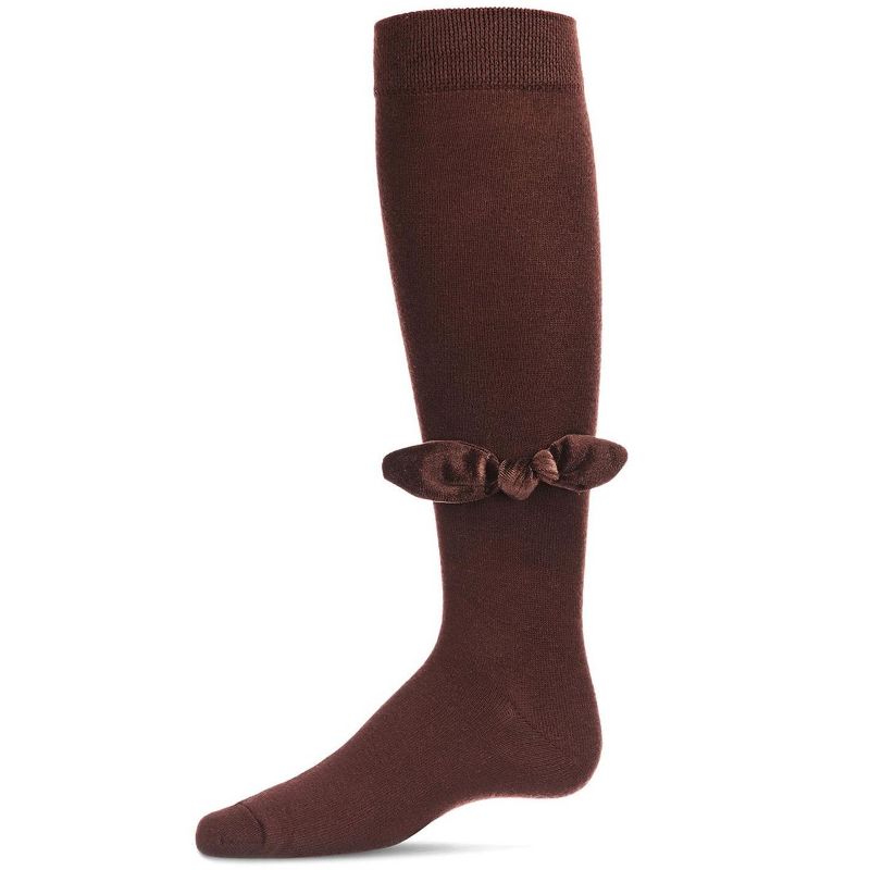 Memoi Velvet Bow Cotton Blend Knee High Sock