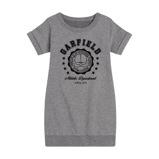 Girls' - Garfield - Varsity Seal Graphic Short Sleeve Fleece Dress