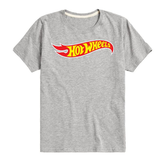 تي شيرت جرافيكي بأكمام قصيرة بشعار اللهب الكلاسيكي للأولاد - هوت ويلز